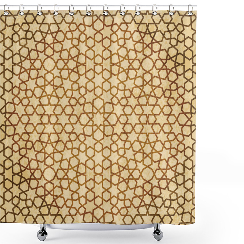 Personality  Retro Brown Islam Seamless Geometry Pattern Background Eastern S Shower Curtains