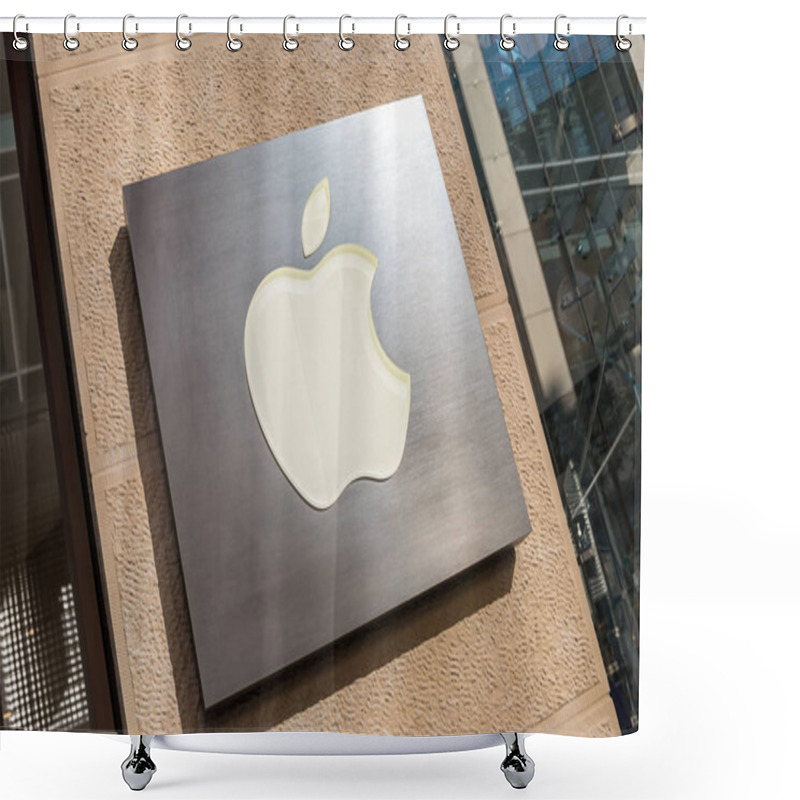 Personality  Apple Store Brand Logo On Store Front Shower Curtains