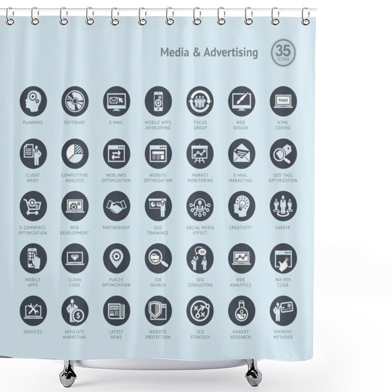 Personality  Set Of Business Icons For Media And Advertising Shower Curtains