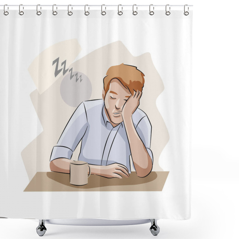 Personality  Young Man Sleeping In The Office Desk Shower Curtains