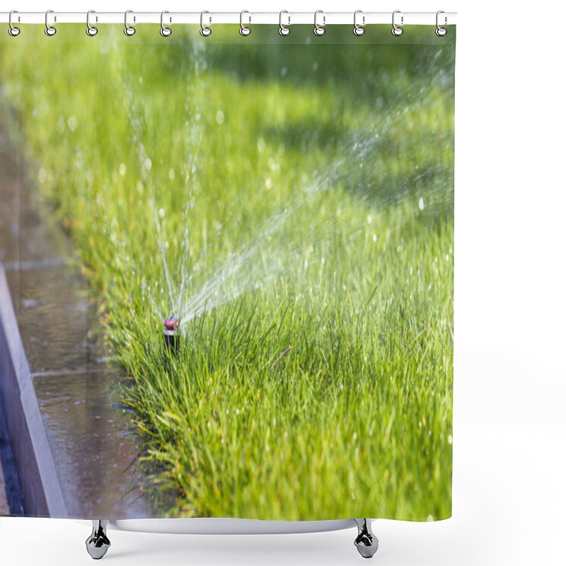 Personality  Underground Sprinkler System  Watering Park Lawn  Shower Curtains