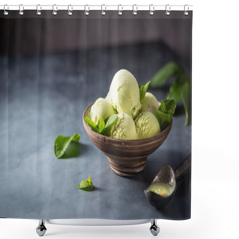 Personality  Green Mint Ice Cream Shower Curtains