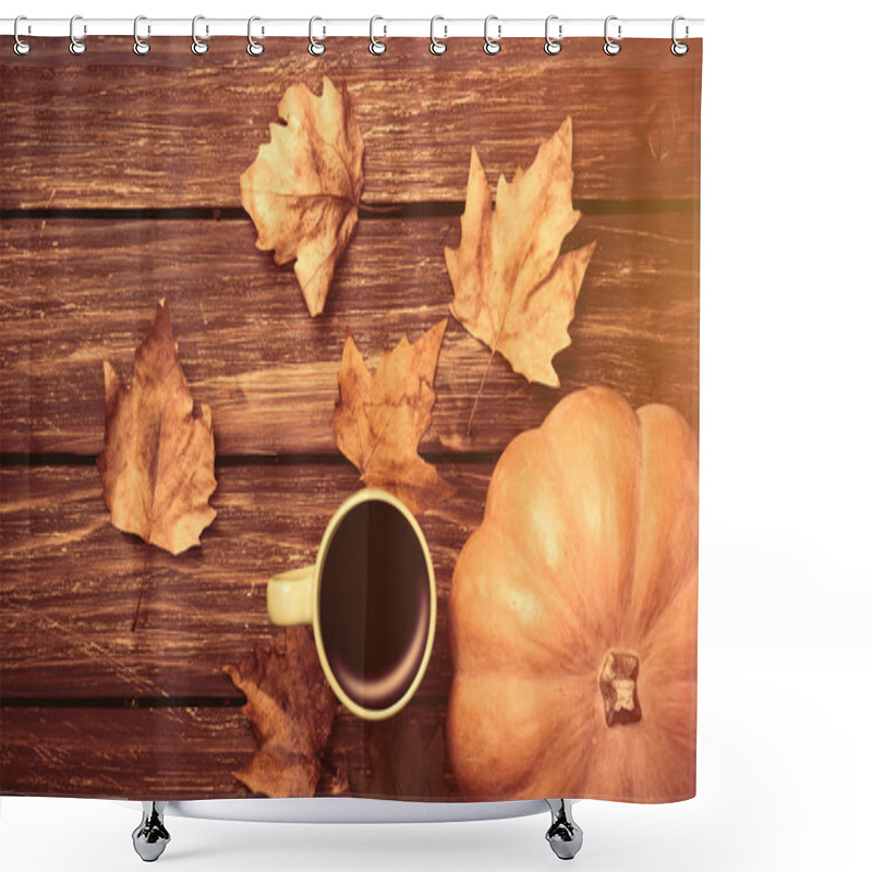 Personality  Cup Of Coffee And Pumpkin Shower Curtains