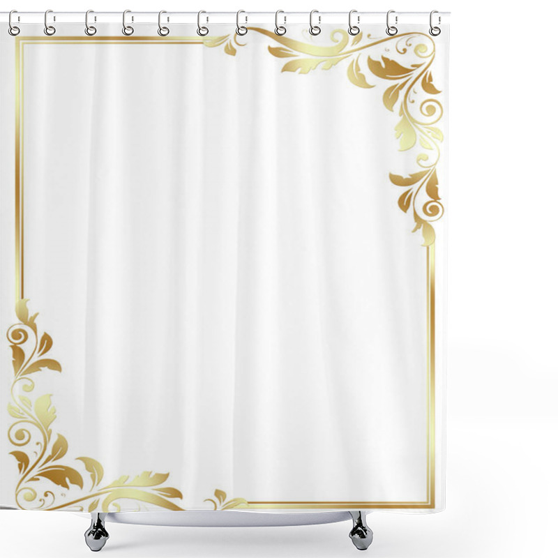 Personality  Frame Border With Gold Ornaments  Shower Curtains