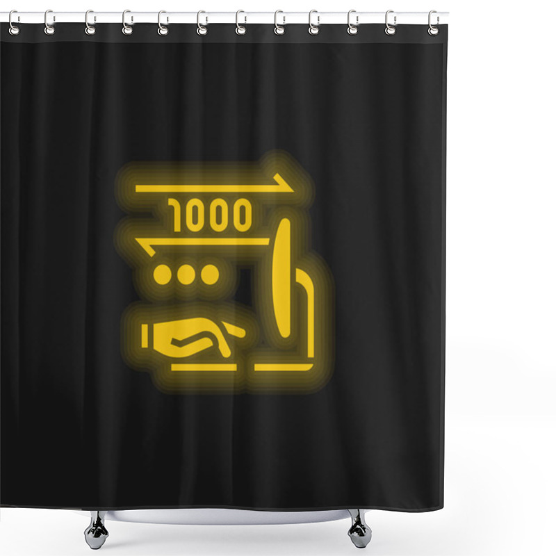 Personality  Binary Yellow Glowing Neon Icon Shower Curtains