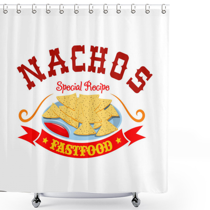 Personality  Nachos Mexican Corn Chips Fast Food Menu Emblem Shower Curtains