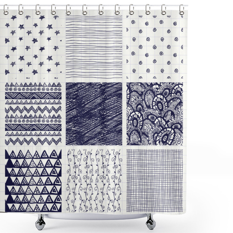 Personality  Pen Drawing Seamless Textures Shower Curtains