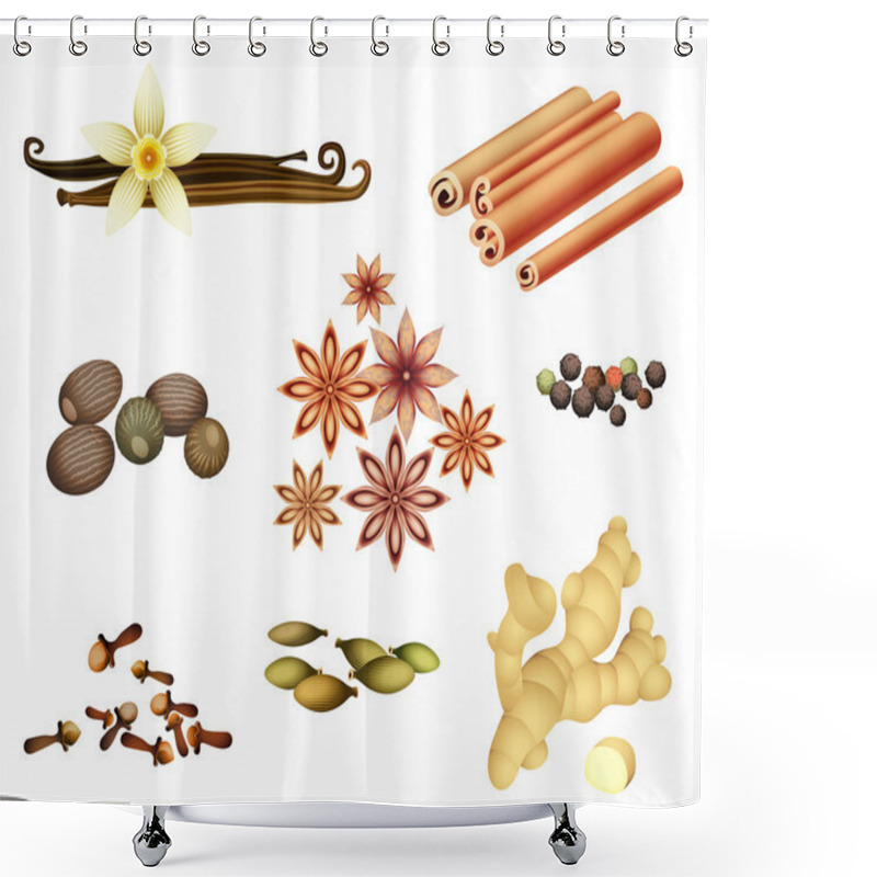 Personality  Collection Of Spices Shower Curtains