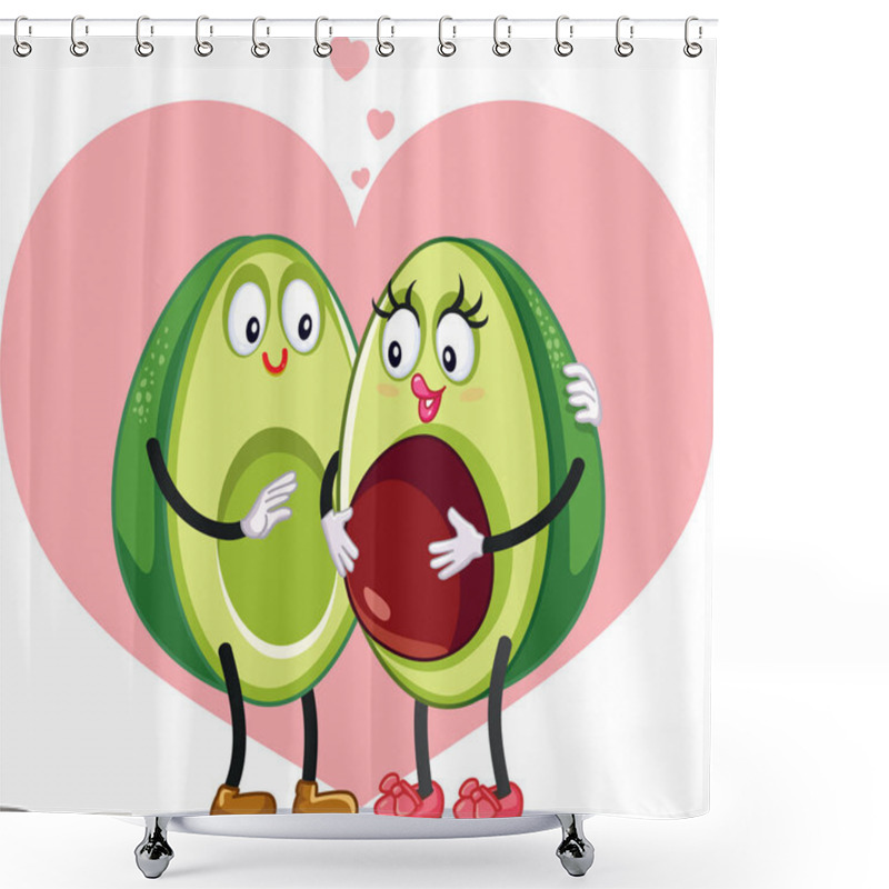 Personality  Avocado Family Pregnancy Announcement Funny Vector Design Shower Curtains