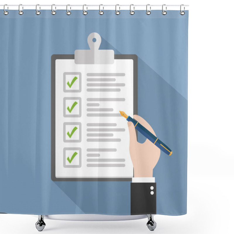 Personality  Checklist Clipboard On Blue Shower Curtains