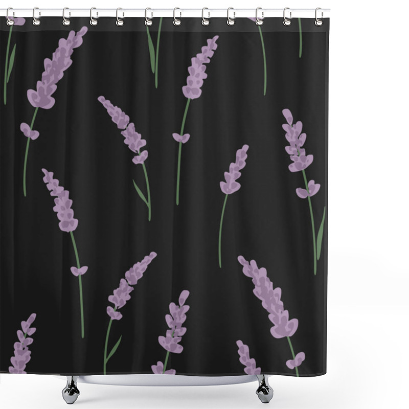 Personality  Hand Drawn Seamless Vector Pattern With Lavender. Pretty Summer Background With Lavender For Trendy Designs. Wildflowers Endless Pattern In Trendy Flat Style. Meadow Floral Illustration Shower Curtains