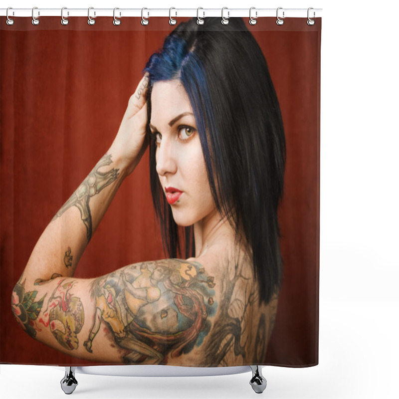 Personality  Woman With Tattoos Shower Curtains