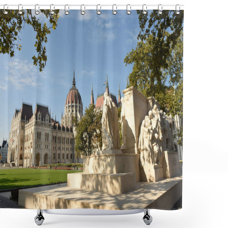 Personality  Kossuth Monument And Hungarian Parliament Building, Budapest Shower Curtains