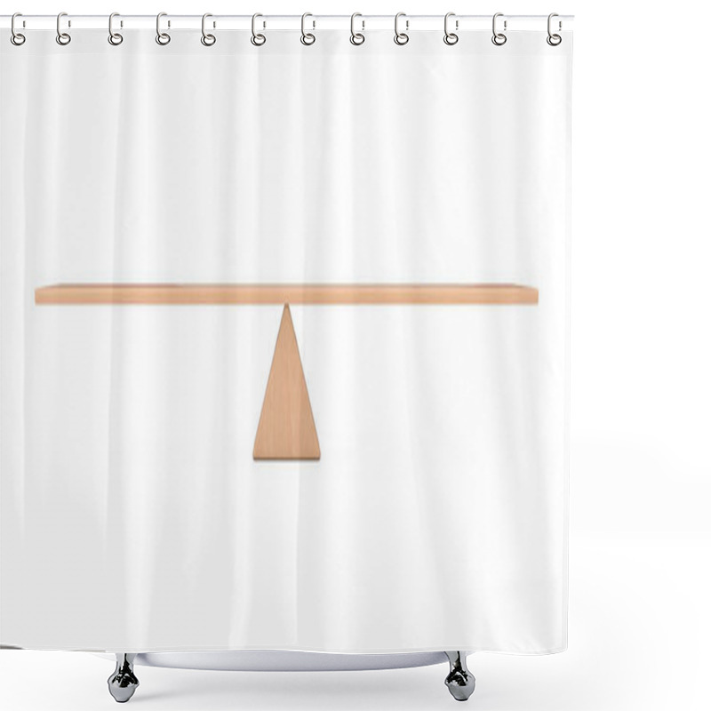 Personality  Balance Concept. Wooden Board Plank Balancing On A Wooden Triang Shower Curtains