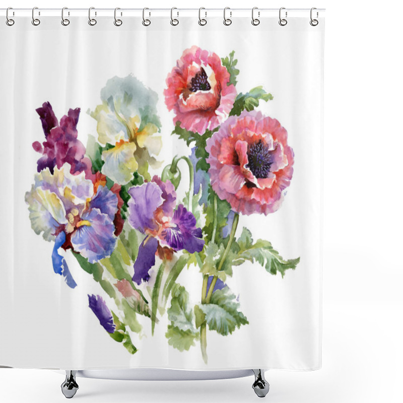 Personality  Blooming Poppy  Flowers Shower Curtains