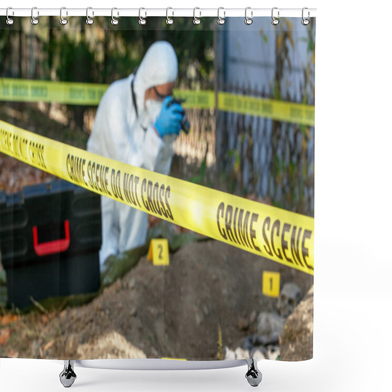 Personality  Crime Scene Investigation. Forensic Science Specialist At Work. Shower Curtains