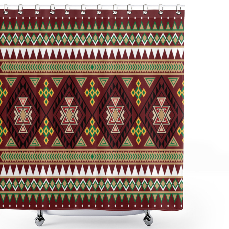 Personality  Asian Style Tribal Fabric Geometric Pattern.Used To Decorate Carpets, Textiles, Embroidery, Clothing, Advertisement, Text, Sign, Logo Or Other Work Shower Curtains