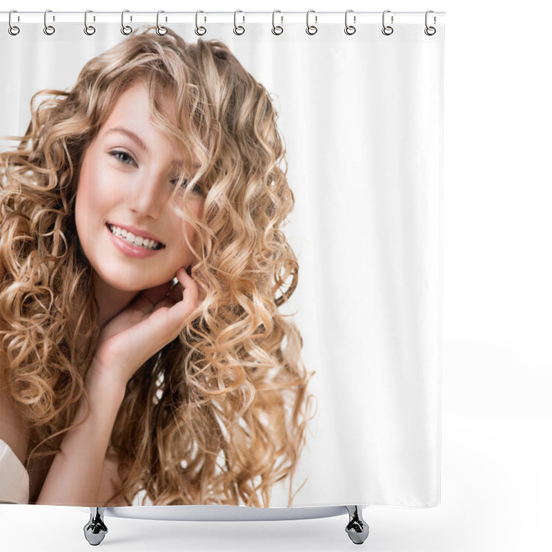 Personality  Girl With Blonde  Hair Shower Curtains