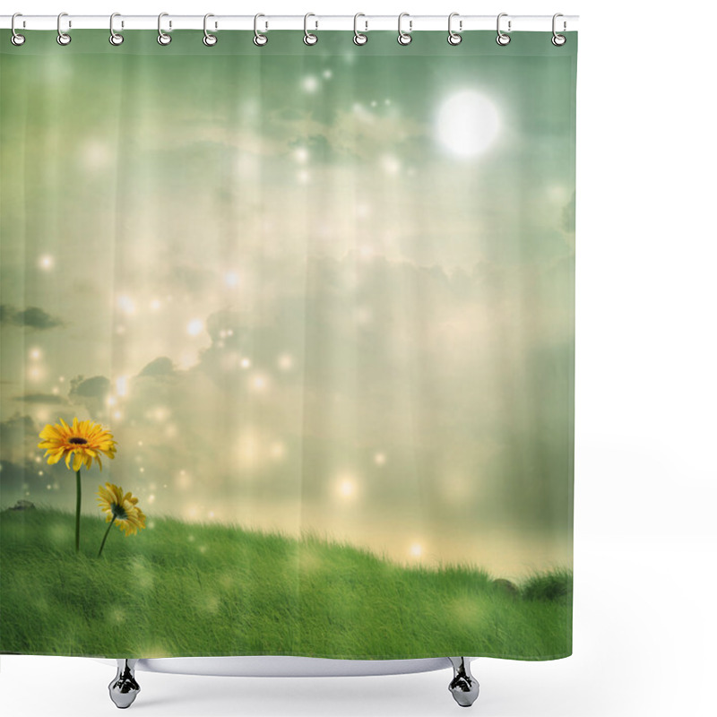 Personality  Gerberas Under Moon Shower Curtains