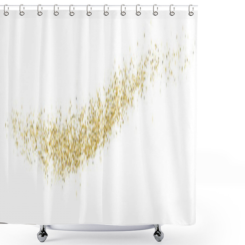 Personality  Gold Glitter Texture On White. Horizontal Long Banner For Site.Panoramic Celebratory Background. Golden Explosion Of Confetti. Vector Illustration, Eps 10. Shower Curtains