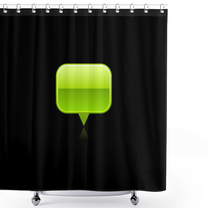 Personality  Green Mapping Pin Web 2.0 Internet Button. Glossy Rounded Rectangle Shape With Color Reflection On Black Background Shower Curtains