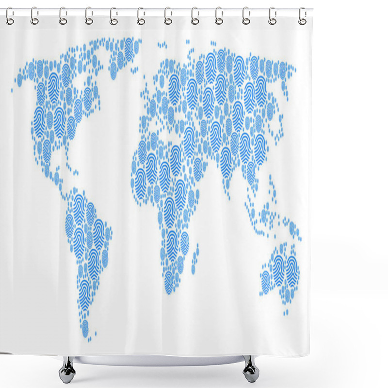 Personality  World Atlas Mosaic Of Fingerprint Icons Shower Curtains