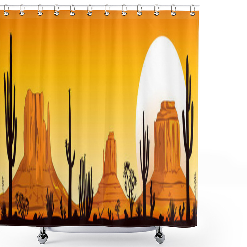 Personality  Sunset In The Arizona Desert Shower Curtains