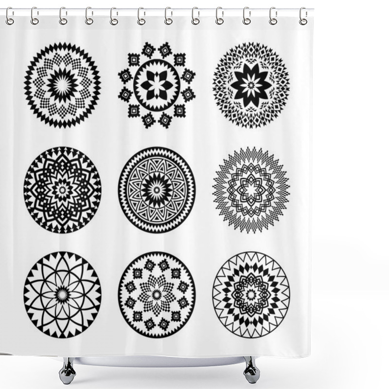 Personality  Mandala. Set Of Vector Circle Ornaments. Abstract Sacred Geometry Shower Curtains