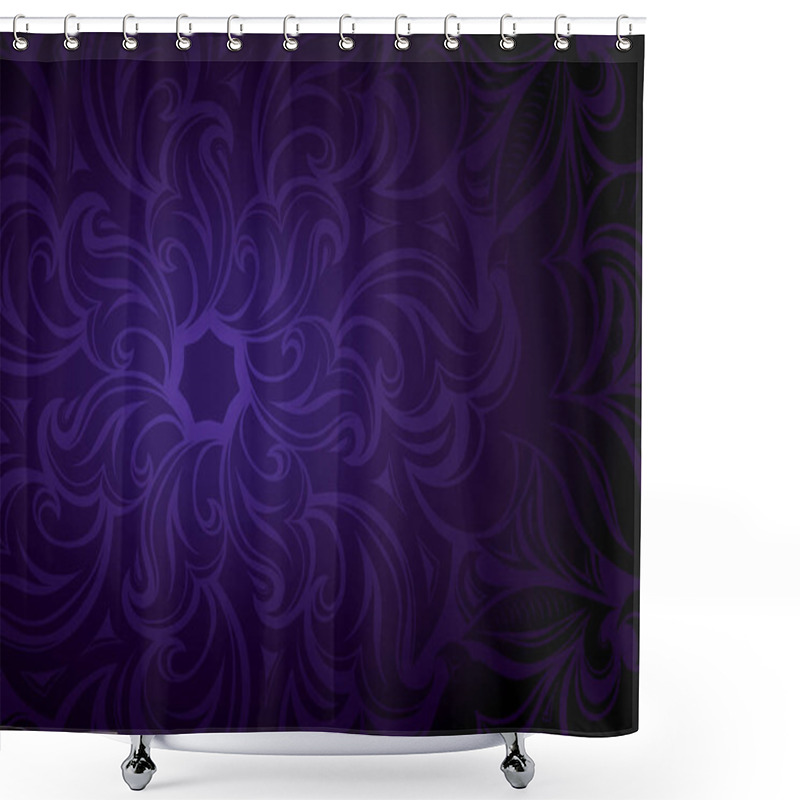 Personality  Floral Dark Violet, Purple Gradient Wallpaper With Stylized Flowers And Foliage Patterns, Dark Background, Vector Illustration For Covers, Cards, Advertisements, Flyers, Labels, Posters, Banners Shower Curtains