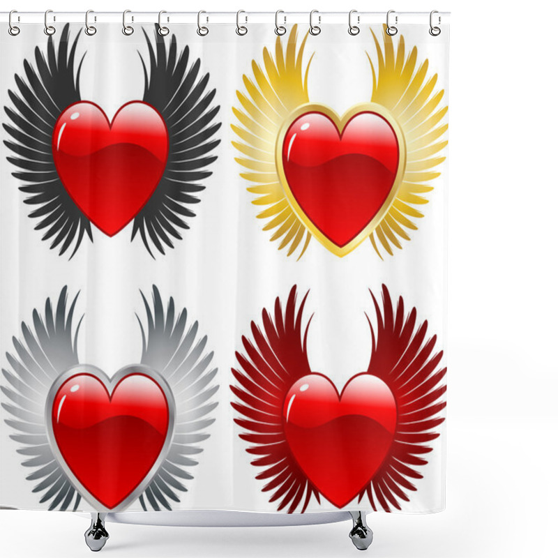 Personality  Winged Hearts Shower Curtains