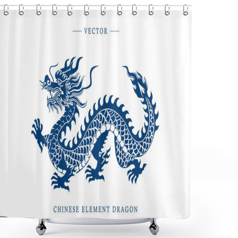 Personality  Blue And White Porcelain Chinese Dragon Pattern Shower Curtains