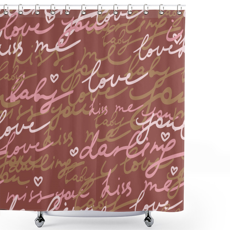 Personality  Bright Romantic Seamless Pattern Made Of Love Words In Vector Shower Curtains