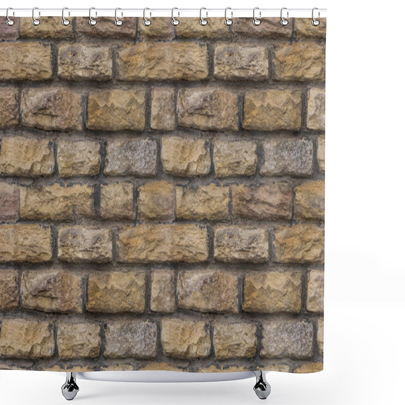 Personality  Beige Stone Chipped Uneven Weathered Hard Background Base Of Many Rectangular Blocks Shower Curtains