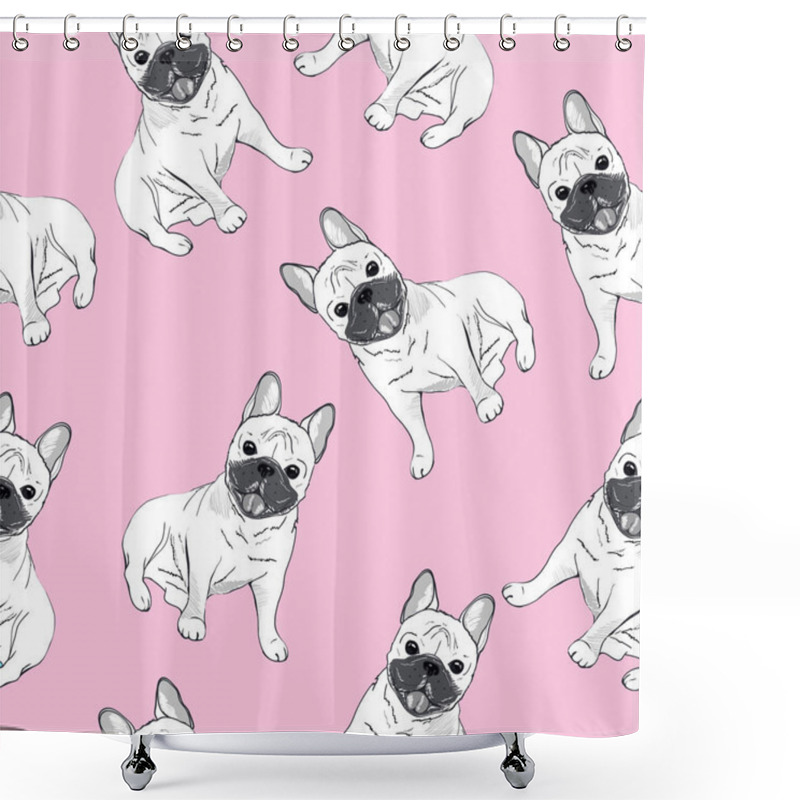 Personality  Bulldogs Seamless Pattern Shower Curtains