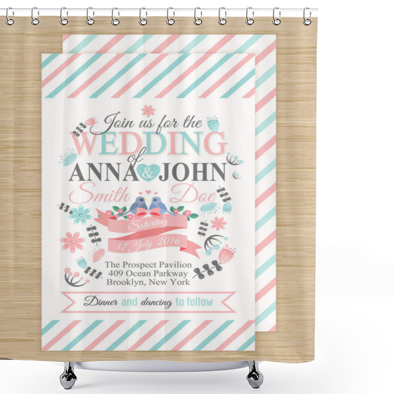 Personality  Wedding Invitation Card Shower Curtains