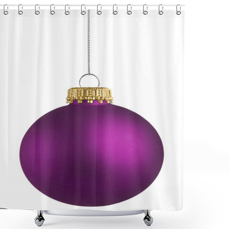 Personality  Purple Christmas Ball Over White Background Shower Curtains