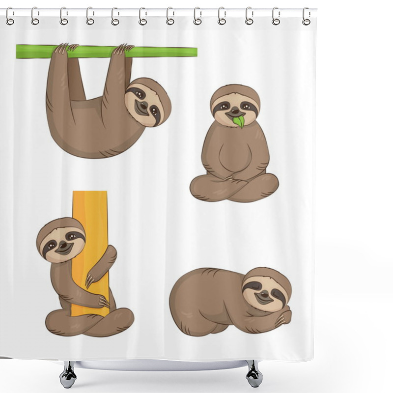 Personality  Cute Cartoon Sloth Set Shower Curtains