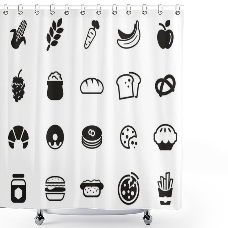 Personality  Carbohydrate Food Icons Black & White Set Big Shower Curtains