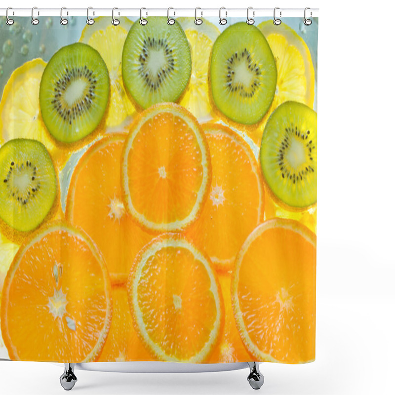 Personality  Background Of Fruit In Water With Bubbles Shower Curtains