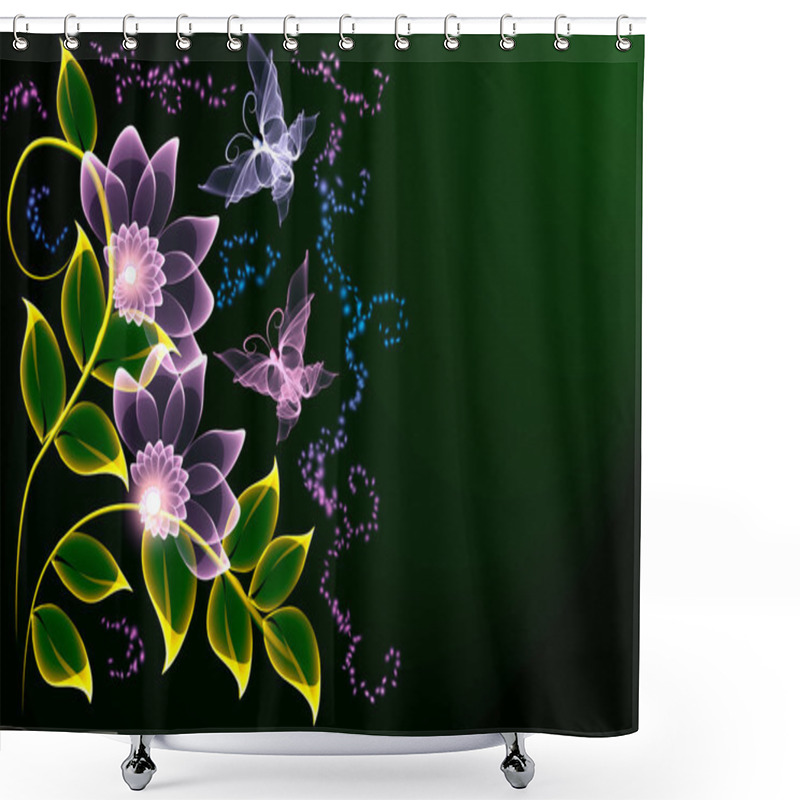 Personality  Transparent Flowers And Butterfly Shower Curtains