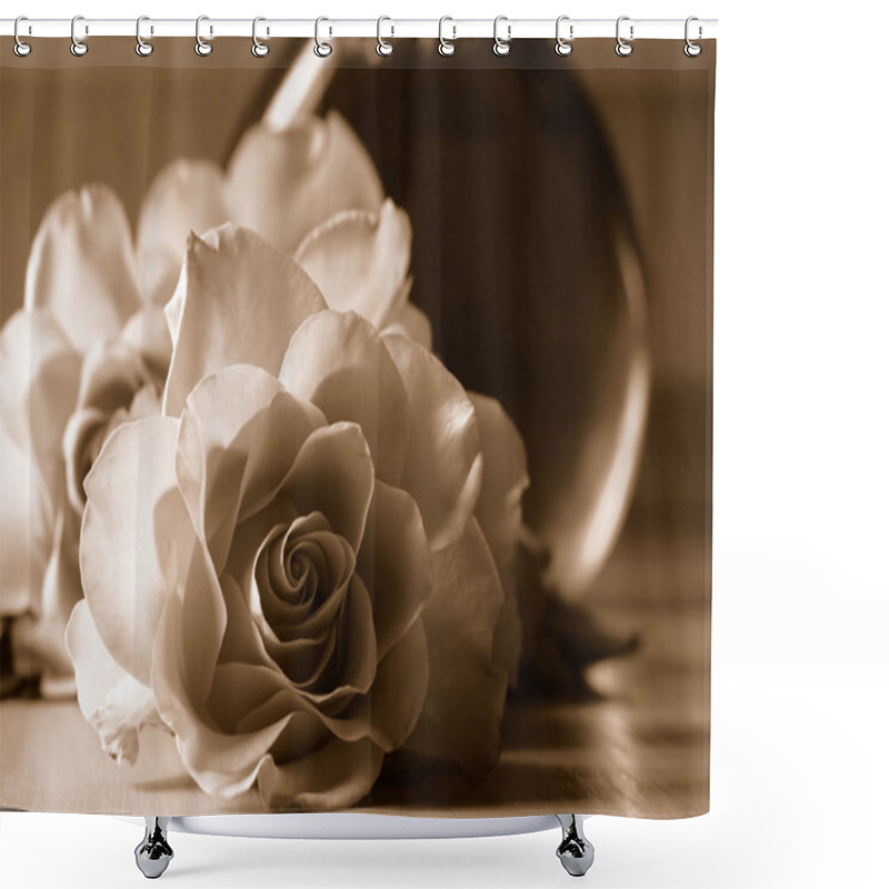 Personality  Roses In Sepia Tone Shower Curtains