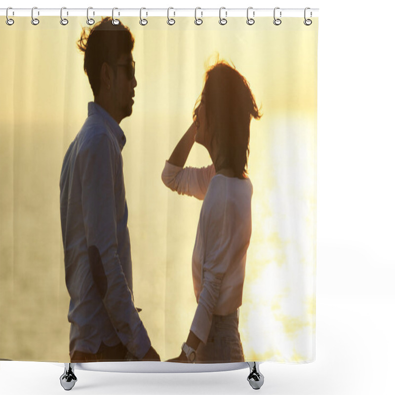 Personality  Silhouette Photography Portrait Of Asian Younger Man And Woman R Shower Curtains