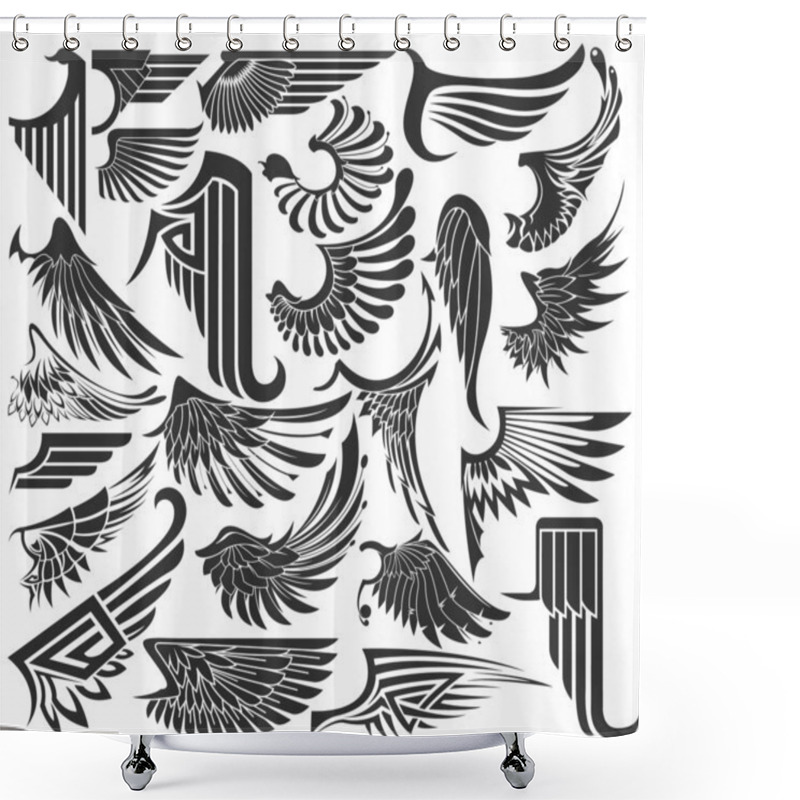 Personality  Big Set Sketches Of Wings Shower Curtains