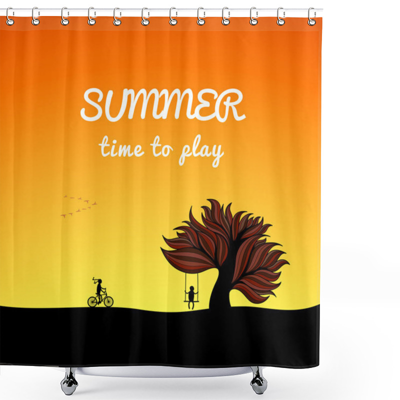 Personality  Poster Summer Landscape Style, Play Theme Shower Curtains