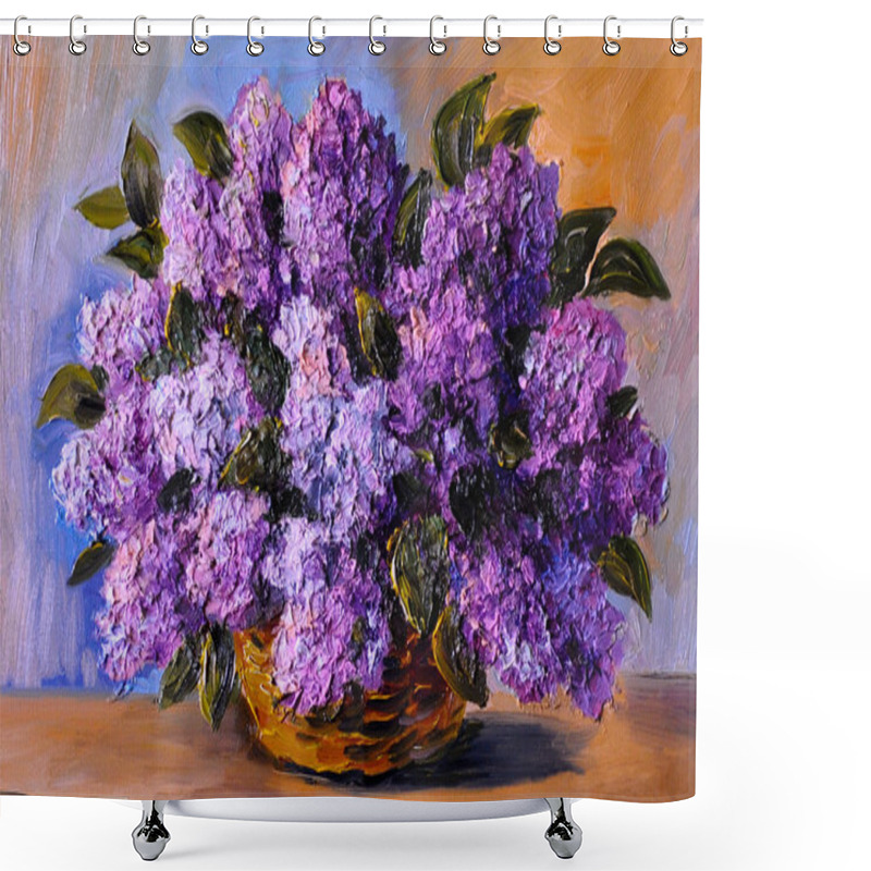 Personality  Oil Painting On Canvas - A Bouquet Of Lilacs , Made In The Style Shower Curtains