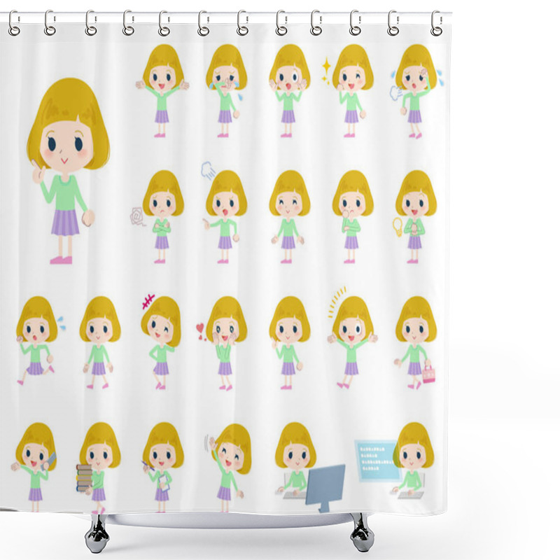 Personality  Blond Hair Girl Shower Curtains