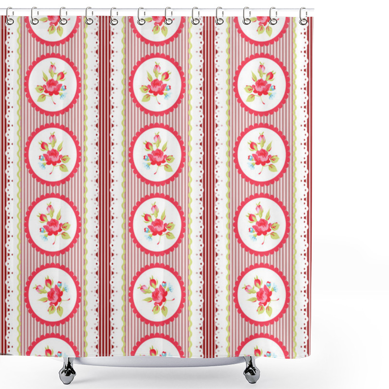 Personality  Seamless Pattern With Pink Roses Shower Curtains