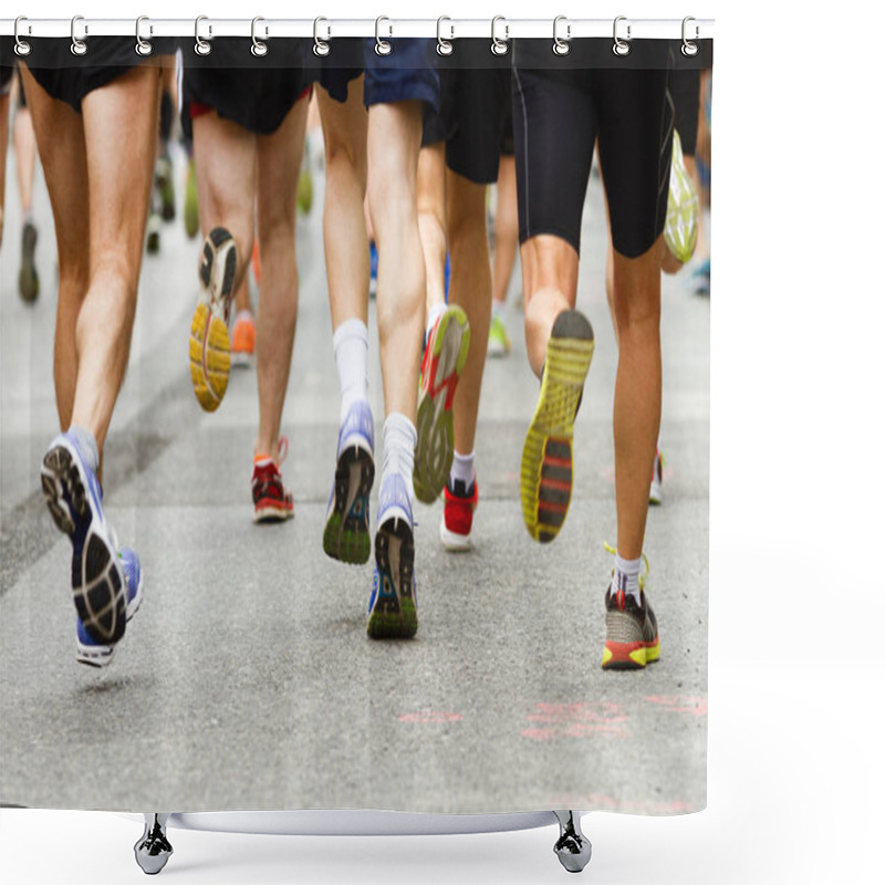 Personality  Marathon Run, Pro And Amateur Runners Together. Shower Curtains