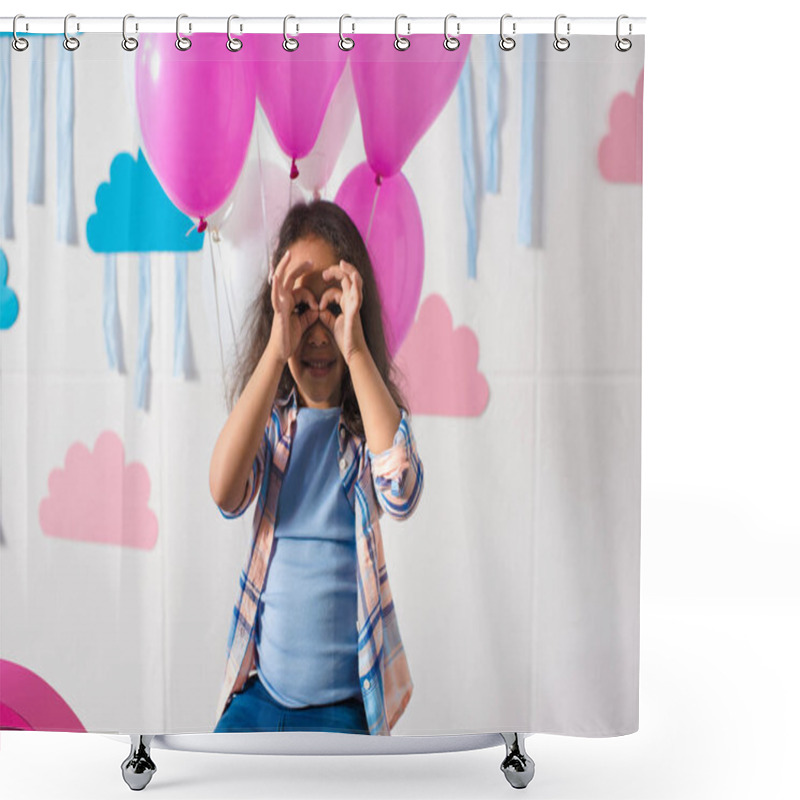 Personality  Girl With Balloons At Birthday Party Shower Curtains