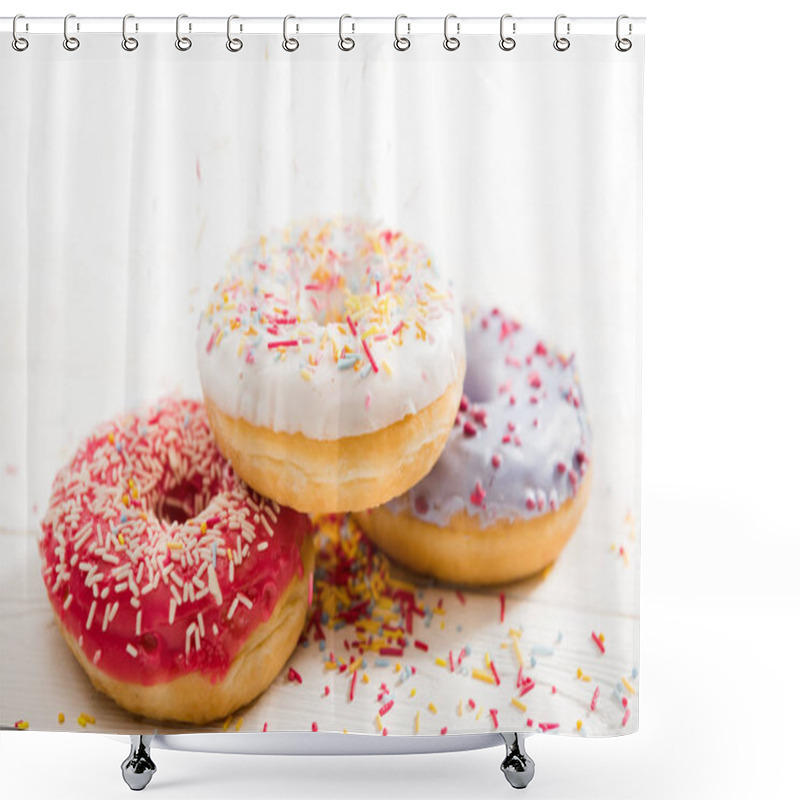 Personality  Tasty Donuts With Frosting Shower Curtains